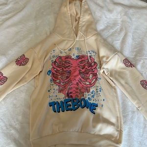 Grunge Oversized Goth Hoodie Streetwear Womens Khaki Y2K hoodie Skull print